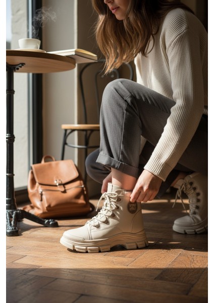 Conpax 5967 Bej Kadın Fermuarlı & Bağcıklı Bot fiyatları