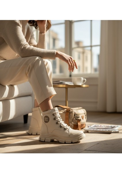 Conpax 5967 Bej Kadın Fermuarlı & Bağcıklı Bot modelleri