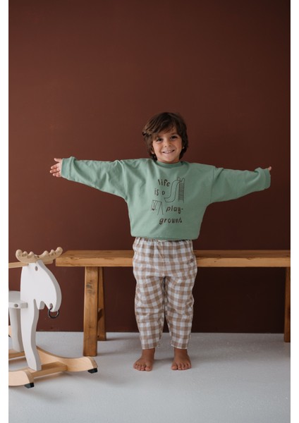 Play Park Çizim ve Baskılı Şardonlu Unisex Uzun Kollu Çocuk Sweatshirt fırsatları