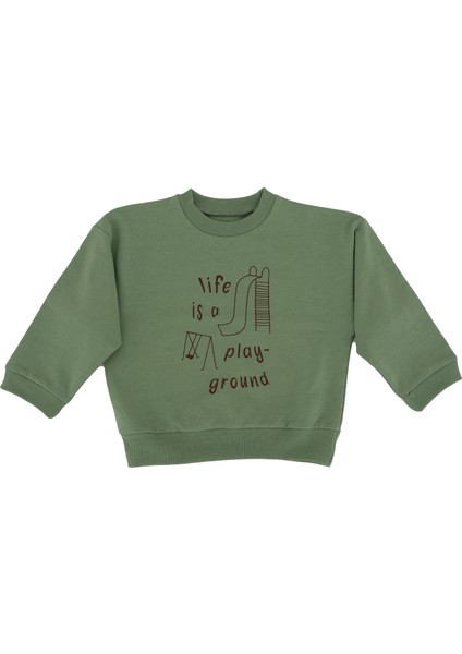 Play Park Çizim ve Baskılı Şardonlu Unisex Uzun Kollu Çocuk Sweatshirt indirimleri