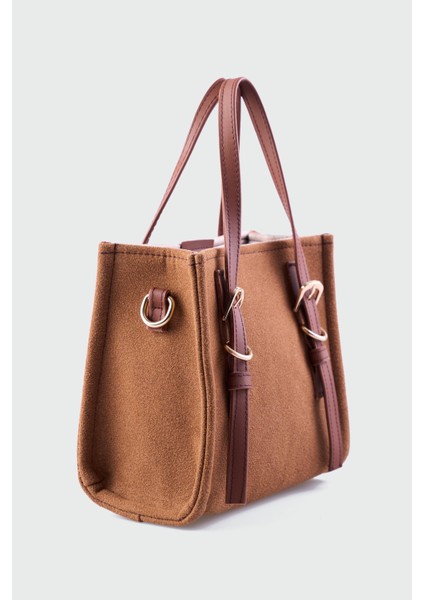 Olyra Çapraz Çanta Taba Süet Kemer Detaylı