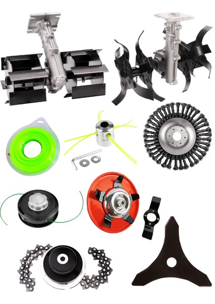 Benzinli Tırpan Çift Çapalama Aparatı 26 mm 9 Diş + 7’li Bahçivan Seti