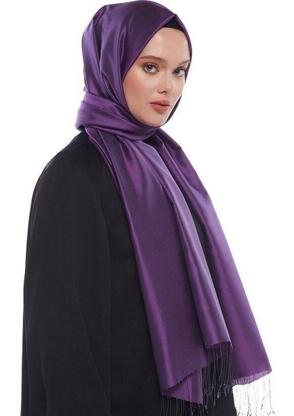 Çift Taraflı İpek Şal Mor Menekşe
