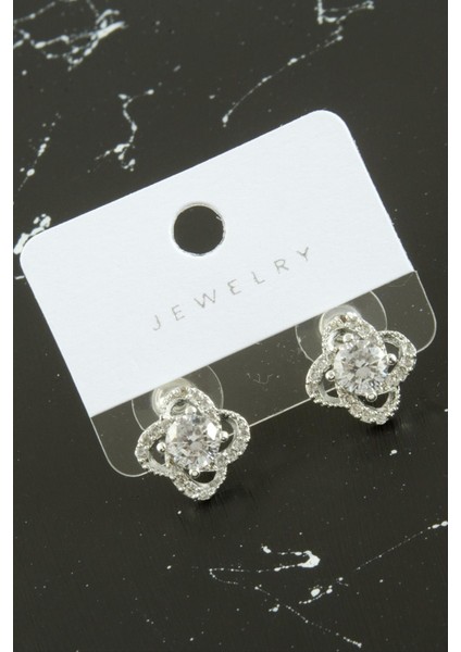 Çiçek Zirkon Taşlı Küpe