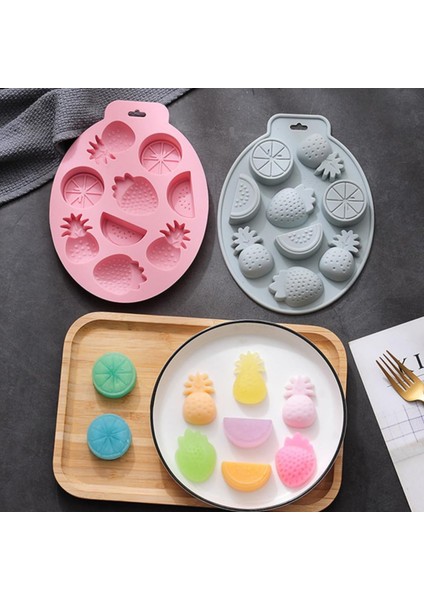 Silikon Meyve Figürleri Şeker Hamuru ve Jelibon Kalıbı 9 Lu modelleri