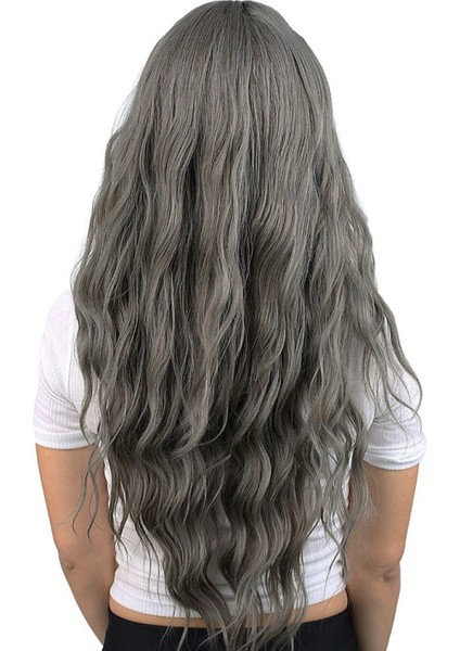 Perçemli Uzun Su Dalgası Fiber Sentetik Peruk- Koyu Gri fiyatları