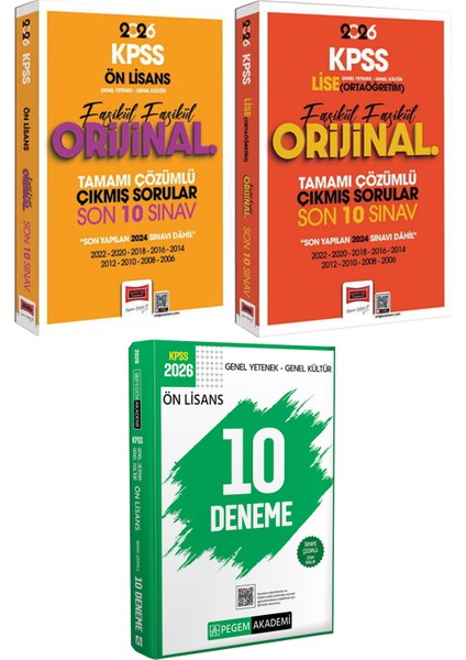 Lise Ön Lisans Fasikül Fasikül Orijinal Çıkmış Son 10 Sınav - 2026 Kpss Ön Lisans Çözümlü 10 Deneme