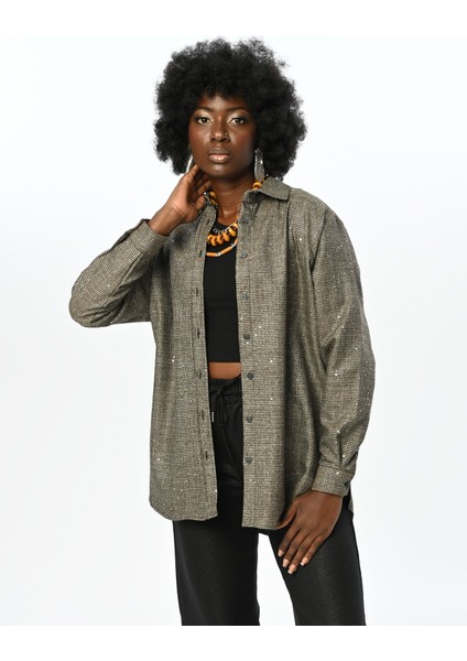 Kadın Pul Işlemeli Oversize Kesim Gömlek fiyatları