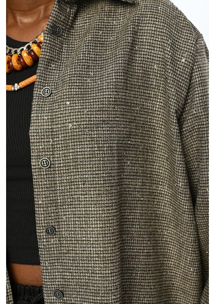 Kadın Pul Işlemeli Oversize Kesim Gömlek modelleri