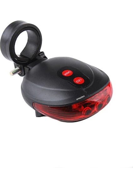 Bisiklet Arka Stop Lambası Lazer Şeritli LED Işık Pilli 7 Fonksiyon 5 LED