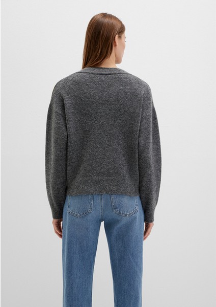 Baklava Desenli Gri Kazak 1710826-87829