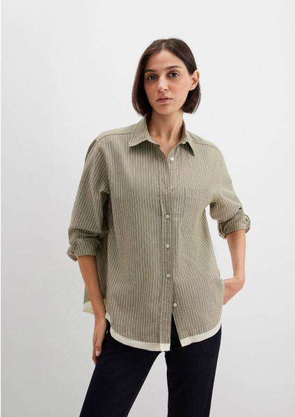 Çizgili Haki Gömlek 1211372-91369 fiyatları
