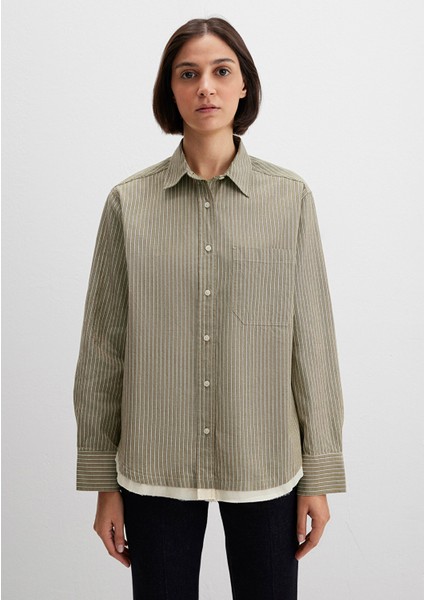 Çizgili Haki Gömlek 1211372-91369 modelleri