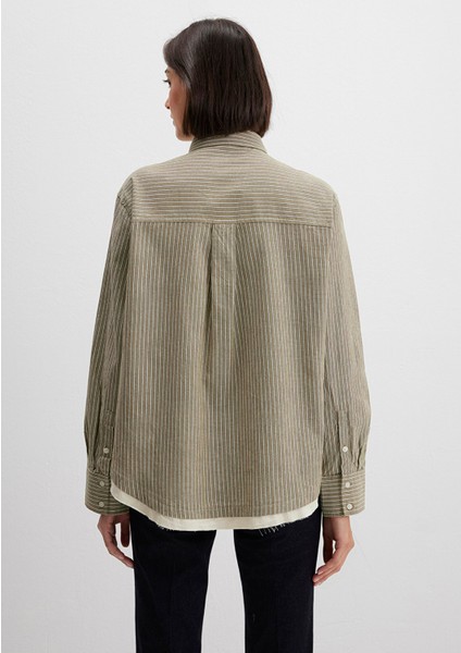 Çizgili Haki Gömlek 1211372-91369 fırsatları