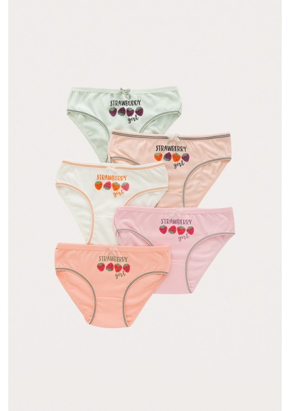 Kız Çocuk Çilek Desenli 5'li Külot
