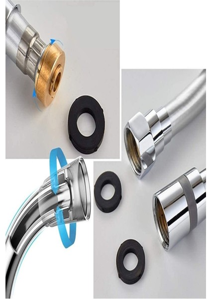 Kopmaz Patlamaz Gri Pvc 150 cm Duş Banyo Başlığı Seti Hortumu Duşluk Spiral Hortum modelleri