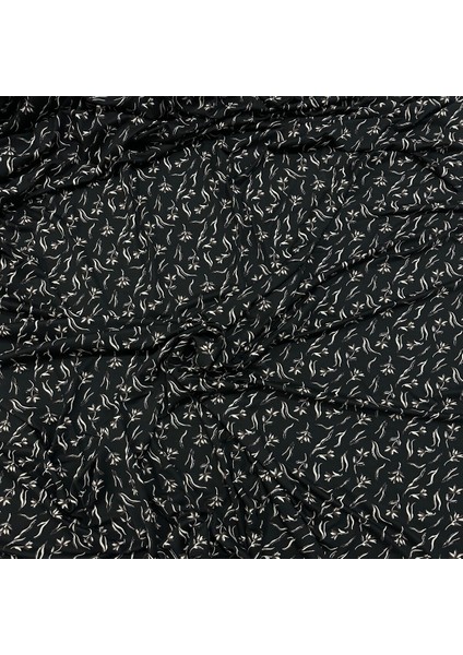 Simli Çiçek Desenli Likralı Viskon Penye Kumaş - 180 cm En