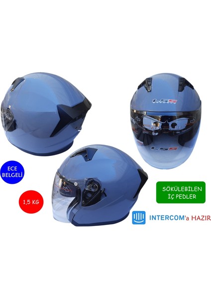 Çenesiz Vizörlü Kask Nardo Gri M Beden