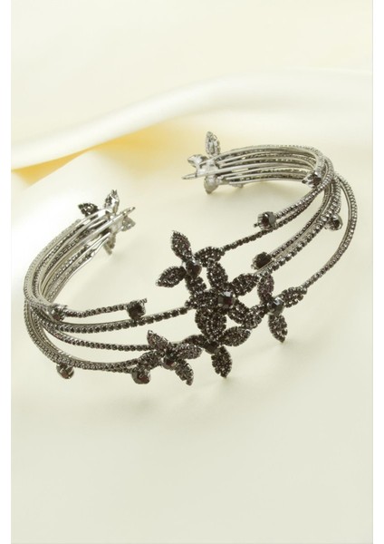 Çiçek Lüks Taşlı Gelin Tacı