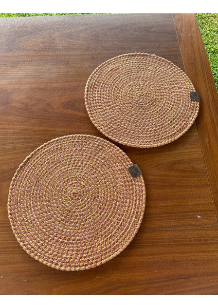 Tekstil Hasır Görünümlü 2'li Amerikan Servis-Leke Tutmaz Turuncu 33 x 33 cm modelleri