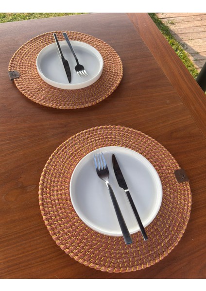 Tekstil Hasır Görünümlü 2'li Amerikan Servis-Leke Tutmaz Turuncu 33 x 33 cm fırsatları