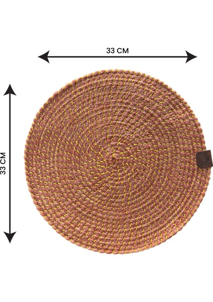 Tekstil Hasır Görünümlü 2'li Amerikan Servis-Leke Tutmaz Turuncu 33 x 33 cm
