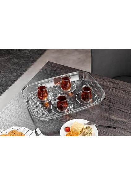 Diamond Akrilik Kırılmaz Şeffaf Servis Tepsisi (Dikdörtgen) 44X30X5CM - Akrilik Kırılmaz Tepsi fırsatları