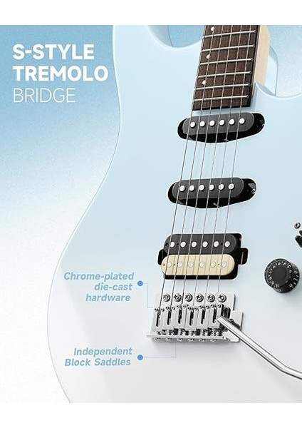 Dmt-66 39 Inç Tam Boy Elektro Gitar, Yeni Başlayanlar Için, Başlangıç Elektro Gitar Seti, Çantalı, Gradyan Mavi fiyatları