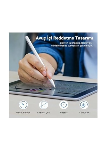 Kalemi iPad Uyumlu – Stylus Kalem, Avuç Içi Reddetme & Eğim Özelliği, Hassas Yazım, 2 Yedek Uç Dahil, iPad Pro/ipad Mini/ipad Air fırsatları