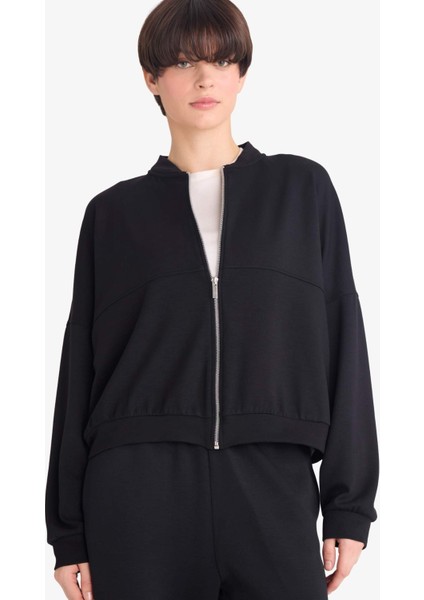 Kolej Yaka Basic Düz Fermuarlı Bomber Hırka G3427AX25AU