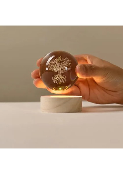 Işıklı Ağaç Figürlü Ahşap Altlıklı Cam Küre (6 Cm) modelleri