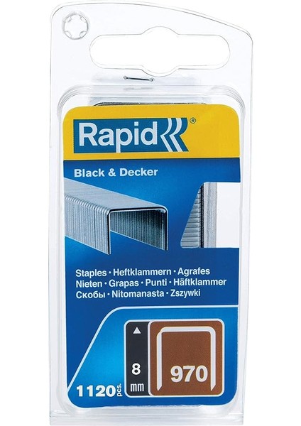 Zımba Teli Tip 970, 8 mm Zımba, 1.120 Adet, Black & Decker El ve Elektrikli Zımba Makineleri Için Düz Tel Kıskaçlar