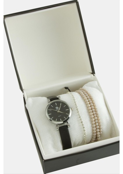 Kayışlı Bayan Kol Saati ve Kutulu Bileklik Kombini