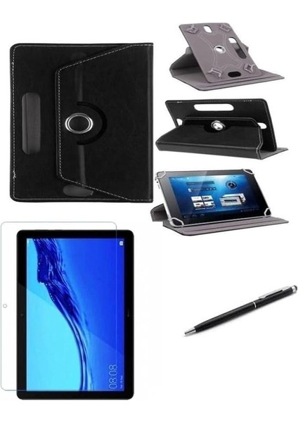 Via L40 10.4" Standlı Tablet Kılıfı+Nano Kırılmaz Ekran Koruyucu+Dokunmatik Kalem Siyah