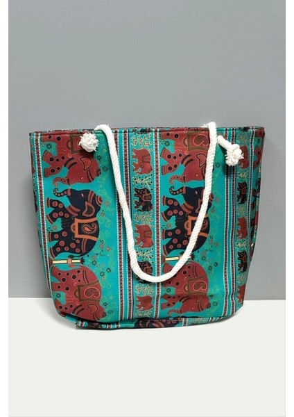 Satürn Desenli Plaj Çantası