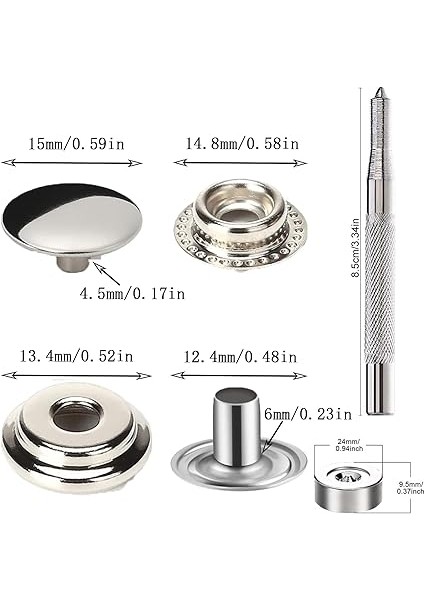 200 Adet Metal Çıtçıt Düğme, 15 Mm, Bakır Çıtçıt Düğme Seti, 2 Adet Ayar Aleti, Çanta, Kot, Kıyafet, Kumaş, Deri El Işi Için (50 Set) fiyatları