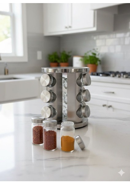 Dönerli Modern Mutfak Baharatlık Seti - 12'li Lüks Tasarım fiyatları