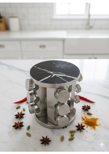 Dönerli Modern Mutfak Baharatlık Seti - 12'li Lüks Tasarım modelleri