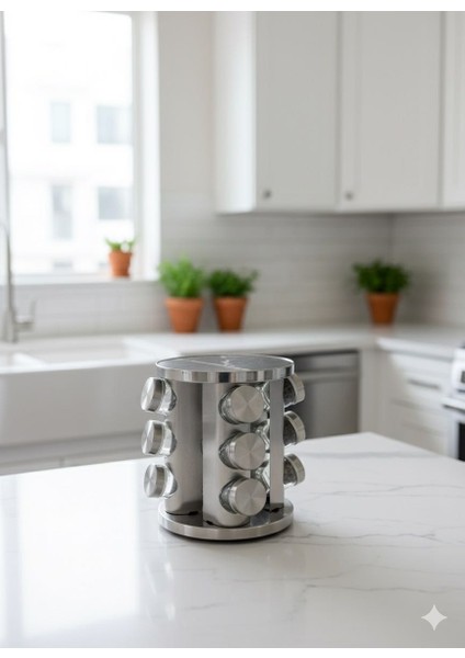 Dönerli Modern Mutfak Baharatlık Seti - 12'li Lüks Tasarım fırsatları