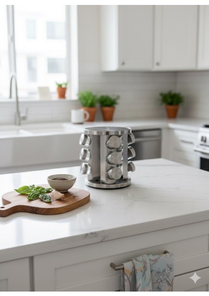 Dönerli Modern Mutfak Baharatlık Seti - 12'li Lüks Tasarım indirimleri