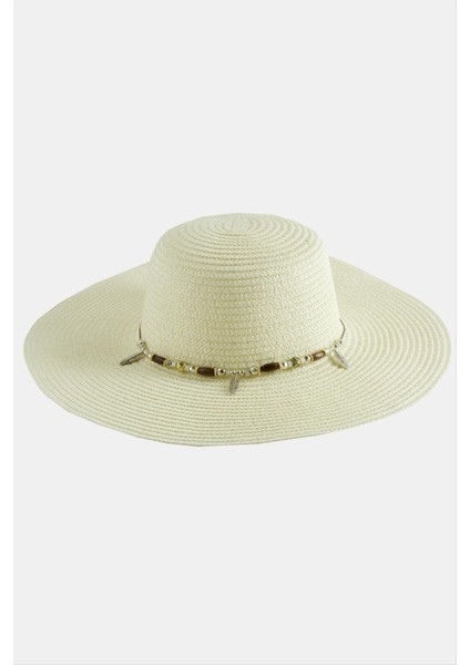 Yaprak Boncuklu Hasır Şapka