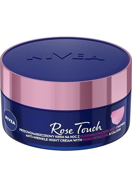 Nıvea Aqua Rose Kırışıklık Karşıtı Gece Yüz Bakım Kremi 50ML, Kalsiyum, Ince Çizgi Görünümü, Sıkı Cilt