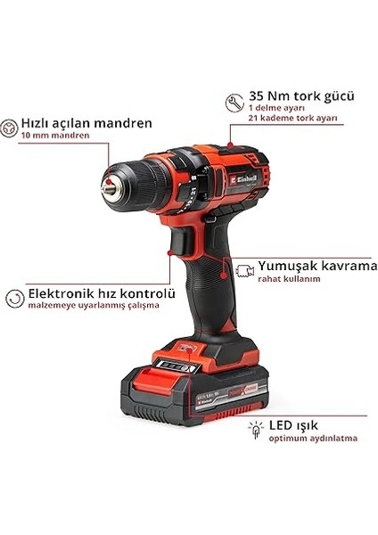 Te-Cd 18/35 Li (1x1,5 Ah), Akülü Vidalama modelleri