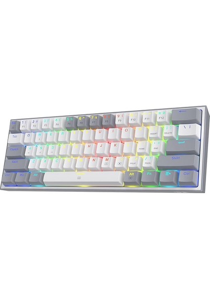 K617-RGB 16,8 Milyon Rgb Aydınlatma, Red Switch Fizz%60 Q Türkçe Kablolu Mekanik Oyuncu Klavyesi Beyaz Gri