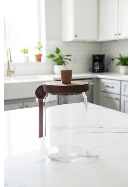 Lirden Cam Akasya Vakum Kapaklı Kaşıklı Saklama Kabı – Şekerlik, Çay ve Kahve Kavanozu 700 ml fiyatları