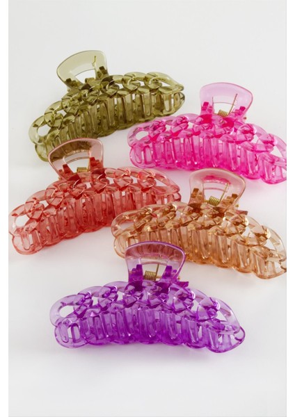 Zincir Desenli Şeffaf Renkli Mandal Toka 10 cm