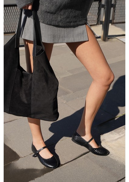 Kadın Desenli Bantlı Günlük Babet Afira Siyah fiyatları