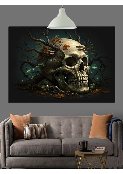 Yeşil Kafatası Dekoratif Kanvas - Mdf Ahşap Tablo modelleri
