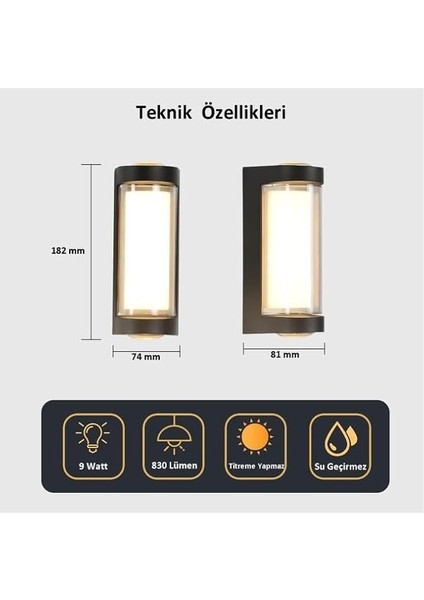 Dekoratif Su Geçirmez Üç Yönlü LED Aplik Cata Lara 9W 3200K Gün Işığı LED Aydınlatma modelleri