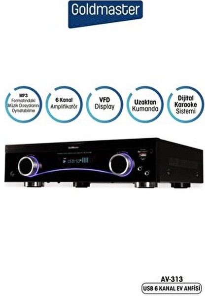 AV-313 USB 6 Kanal Anfi Yüksek Ses Kalitesi ile Çok Kanallı Destekli
